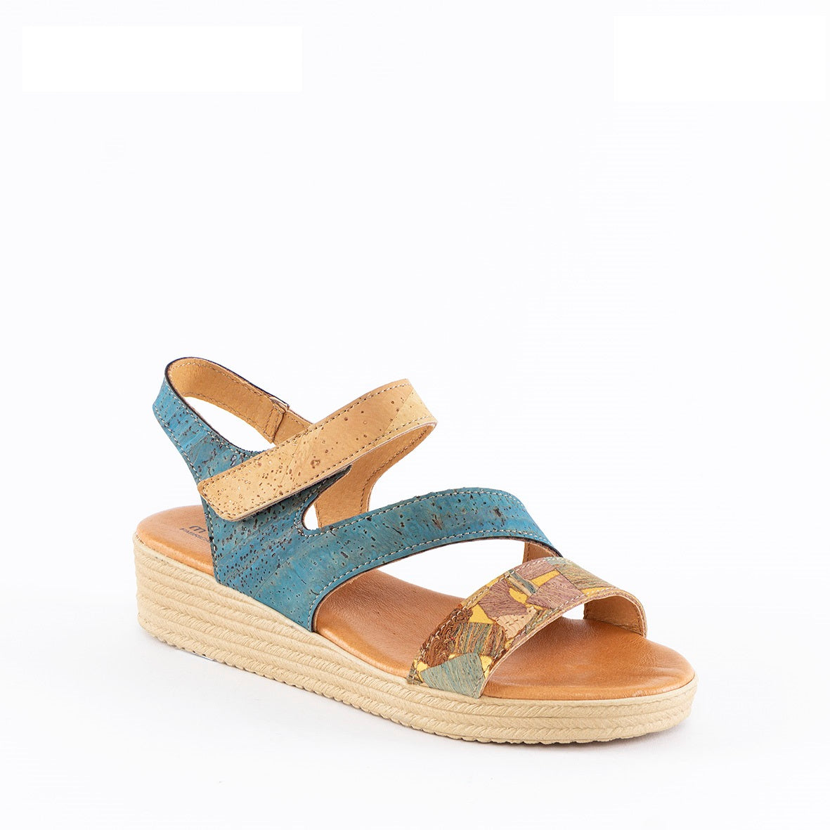 Kork Sandalen Marmor & Blau| Hergestellt in Portugal | Vegan