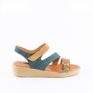 Kork Sandalen Marmor & Blau| Hergestellt in Portugal | Vegan