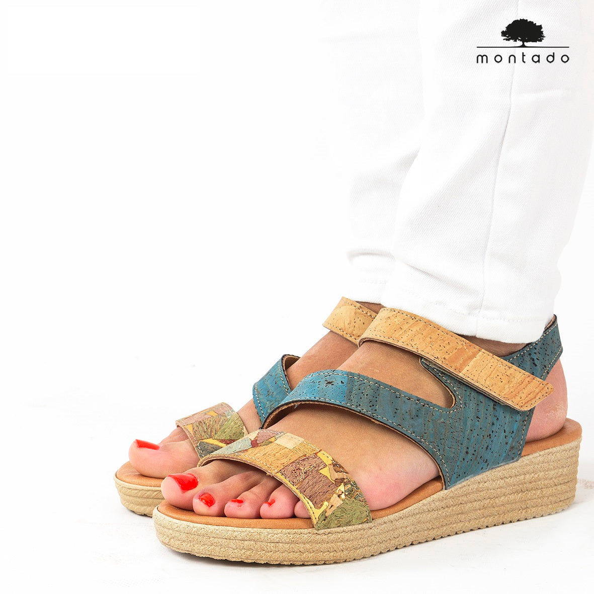 Cork Sandals Marble & Blue| Made in Portugal | Vegan