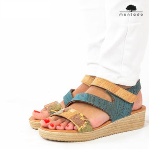 Kork Sandalen Marmor & Blau| Hergestellt in Portugal | Vegan