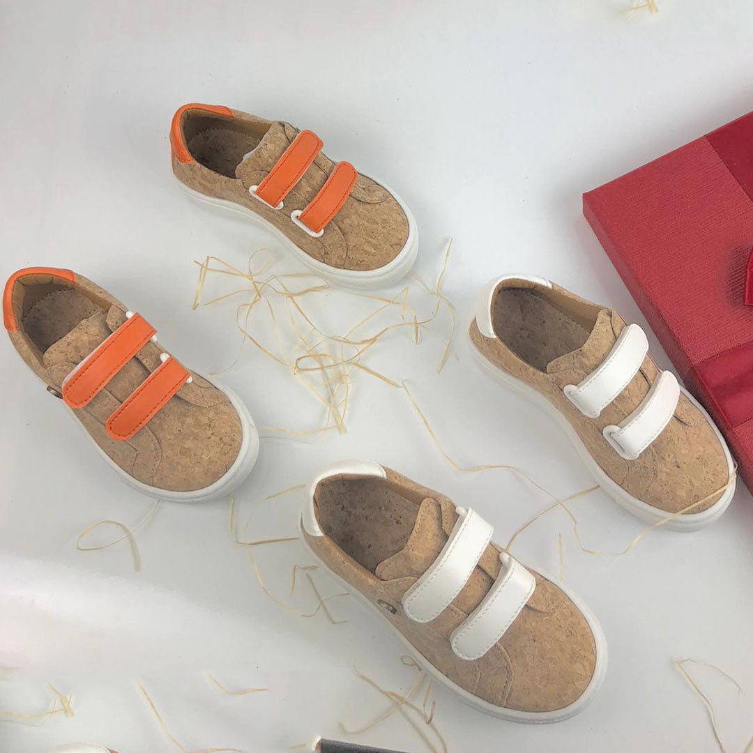 Enfant Orange Velcro | Chaussures en liège